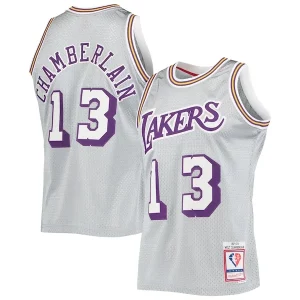 Accattivante Duraturo Wilt Chamberlain Los Angeles Lakers 75th Anniversary 1971/72 Hardwood Classics Swingman Jersey Silver