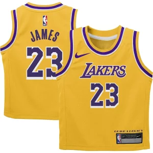 Fantastico LeBron James Los Angeles Lakers Nike Preschool Dri FIT Swingman Player Jersey Icon Edition Gold