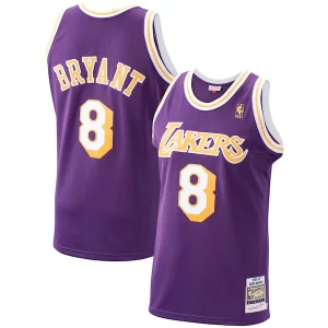 Accattivante Men's Los Angeles Lakers Kobe Bryant Purple 1996/97 Hardwood Classics Authentic Jersey/Gold/Royal