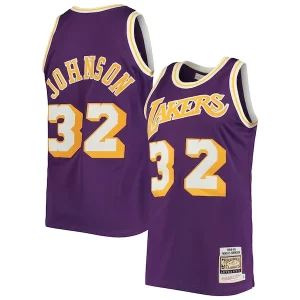 Accattivante Prestigioso Versatile Magic Johnson Los Angeles Lakers 1984/85 Hardwood Classics Authentic Jersey Purple/Gold