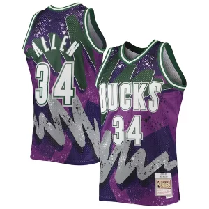 Accattivante Ray Allen Milwaukee Bucks Hardwood Classics 2000/01 Hyper Hoops Swingman Jersey Purple