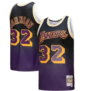 Accattivante Versatile Magic Johnson Los Angeles Lakers 1984/85 Hardwood Classics Fadeaway Swingman Player Jersey Purple/Black/Gold