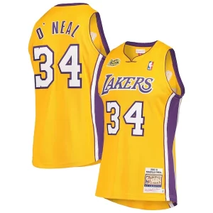 Attraente Delizioso Comodo Shaquille O'Neal Los Angeles Lakers 2000 NBA Finals Hardwood Classics Authentic Jersey Gold