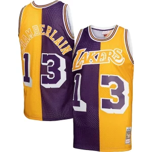 Attraente Pratico Fascinante Wilt Chamberlain Los Angeles Lakers Hardwood Classics 1971/72 Split Swingman Jersey Purple/Gold