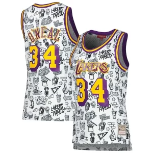 Attraente Shaquille O'Neal Los Angeles Lakers Women's 1996 Doodle Swingman Jersey White