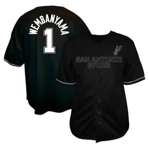 Attraente Victor Wembanyama San Antonio Spurs Profile Big & Tall Name & Number Button Up Jersey Black