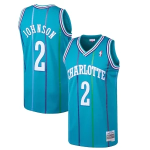 Bellissimo Meraviglioso Larry Johnson Charlotte Hornets 1992/93 Hardwood Classics Swingman Jersey Teal