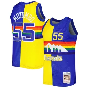 Carino Bellissimo Fascinante Dikembe Mutombo Denver Nuggets Hardwood Classics 1991/92 Split Swingman Jersey Royal/Gold