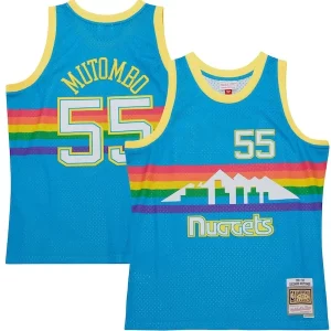 Carino Dikembe Mutombo Denver Nuggets Hardwood Classics 1991/92 Tropical Swingman Jersey Blue