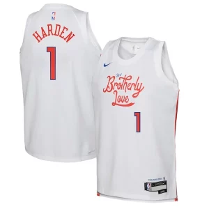 Carino Meraviglioso Pratico James Harden Philadelphia 76ers Nike Youth 2022/23 Swingman Jersey City Edition White