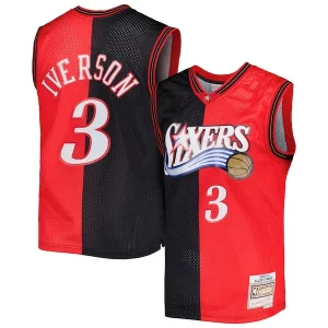 Carino Pratico Allen Iverson Philadelphia 76ers Hardwood Classics 2000/01 Split Swingman Jersey Black/Red