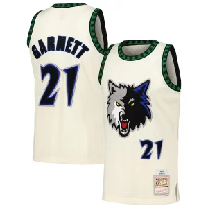 Carino Raffinato Kevin Garnett Minnesota Timberwolves Chainstitch Swingman Jersey Cream