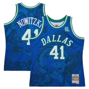 Carino Resistente Dirk Nowitzki Dallas Mavericks 1998 2019 Hardwood Classics Asian Heritage 6.0 Swingman Throwback Player Jersey Blue