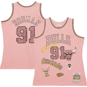 Classico Carino Dennis Rodman Chicago Bulls 1997/98 Swingman Sidewalk Sketch Jersey Pink
