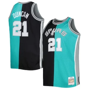 Classico Magnifico Delizioso Tim Duncan San Antonio Spurs Big & Tall Hardwood Classics 1998/99 Split Swingman Jersey Black/Teal