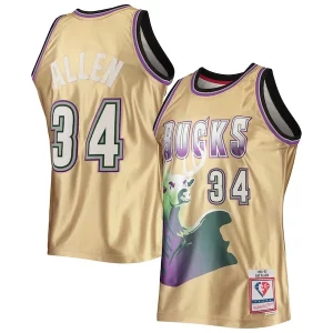 Classico Meraviglioso Ray Allen Milwaukee Bucks 75th Anniversary 1996/97 Hardwood Classics Swingman Jersey Gold