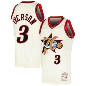 Classico Ottimo Allen Iverson Philadelphia 76ers Chainstitch Swingman Jersey Cream