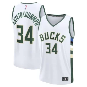 Resistente Stupendo Giannis Antetokounmpo Milwaukee Bucks Fast Break Replica Player Jersey Association Edition White