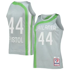 Comodo Magnifico Pete Maravich Atlanta Hawks 75th Anniversary 1971/72 Hardwood Classics Swingman Jersey Silver