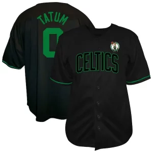 Comodo Versatile Jayson Tatum Boston Celtics Profile Big & Tall Name & Number Button Up Jersey Black