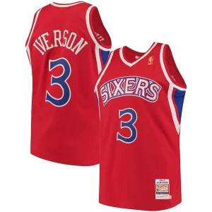 Cool Accattivante Bellissimo Allen Iverson Philadelphia 76ers 1996/97 Hardwood Classics Authentic Jersey Red/Black/White
