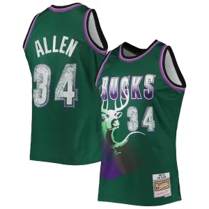 Cool Splendido Accattivante Ray Allen Milwaukee Bucks 1996/97 Hardwood Classics NBA 75th Anniversary Diamond Swingman Jersey Green