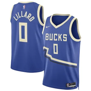 Delizioso Fascinante Damian Lillard Milwaukee Bucks Nike Unisex 2024/25 Swingman Player Jersey City Edition Royal