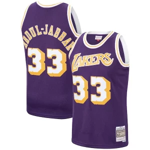 Delizioso Kareem Abdul Jabbar Los Angeles Lakers Hardwood Classics Swingman Jersey Purple/Gold
