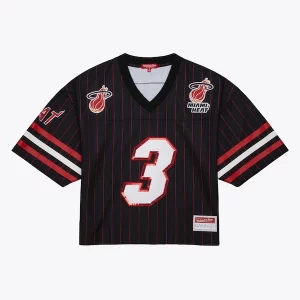 Delizioso Lussuoso Raffinato Dwyane Wade Miami Heat x DANNIJO Women's Cropped Football Fashion Jersey Black