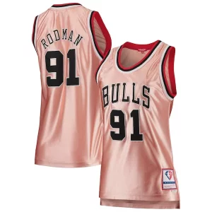 Delizioso Pratico Dennis Rodman Chicago Bulls Women's 75th Anniversary Rose Gold 1997 Swingman Jersey Pink