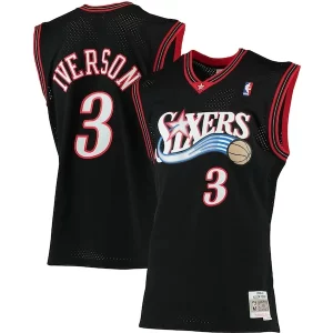Delizioso Raffinato Allen Iverson Philadelphia 76ers 2000/01 Big & Tall Hardwood Classics Swingman Jersey Black/Red/Royal/White