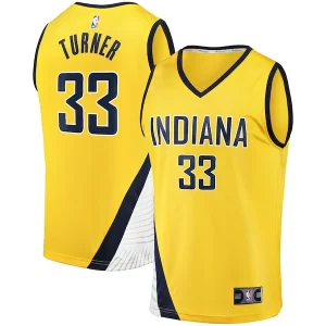 Duraturo Bellissimo Robusto Myles Turner Indiana Pacers Fast Break Replica Jersey Statement Edition Gold