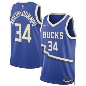 Duraturo Cool Giannis Antetokounmpo Milwaukee Bucks Nike Unisex 2024/25 Swingman Player Jersey City Edition Royal