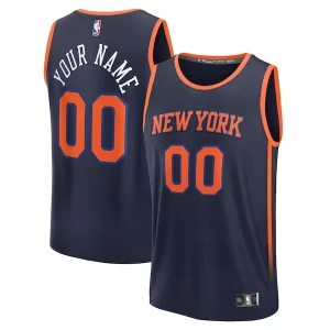 Fantastico Stupendo New York Knicks Custom Fast Break Jersey Navy Statement Edition