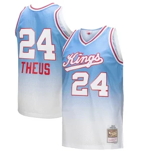 Duraturo Reggie Theus Sacramento Kings 1985/86 Hardwood Classics Fadeaway Swingman Player Jersey White/Light Blue