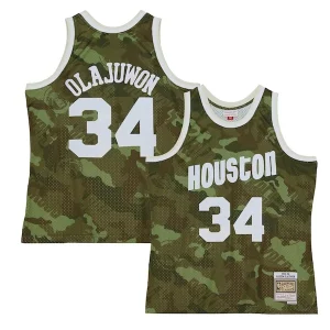 Eccezionale Accattivante Ottimo Hakeem Olajuwon Houston Rockets Hardwood Classics 1993/94 Ghost Green Swingman Jersey Camo
