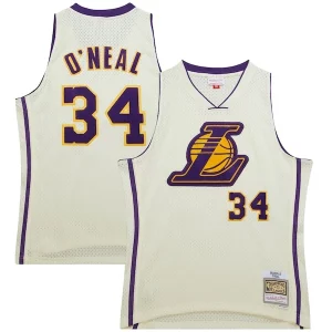 Eccezionale Attraente Classico Shaquille O'Neal Los Angeles Lakers Chainstitch Swingman Jersey Cream
