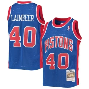 Eccezionale Bill Laimbeer Detroit Pistons Youth 1988/89 Hardwood Classics Swingman Jersey Blue