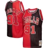 Eccezionale Dennis Rodman Chicago Bulls Hardwood Classics 1995/96 Split Swingman Jersey Red/Black