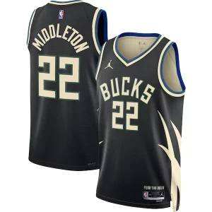 Eccezionale Duraturo Accattivante Khris Middleton Milwaukee Bucks Jordan Brand Unisex Swingman Jersey Statement Edition Black
