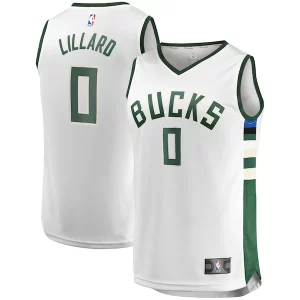 Eccezionale Fascinante Incantevole Damian Lillard Milwaukee Bucks Youth Fast Break Player Jersey Association Edition White