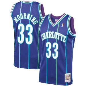 Eccezionale Sofisticato Alonzo Mourning Charlotte Hornets 1994/95 Hardwood Classics Swingman Jersey Purple