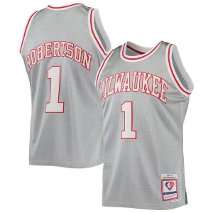 Eccezionale Splendido Oscar Robertson Milwaukee Bucks 75th Anniversary 1971/72 Hardwood Classics Swingman Jersey Silver