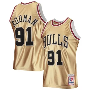 Elegante Classico Dennis Rodman Chicago Bulls 75th Anniversary 1997/98 Hardwood Classics Swingman Jersey Gold
