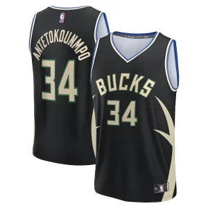 Fantastico Splendido Accattivante Giannis Antetokounmpo Milwaukee Bucks Youth Fast Break Replica Player Jersey Statement Edition Black