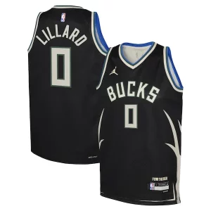 Fascinante Cool Lussuoso Damian Lillard Milwaukee Bucks Jordan Brand Youth Swingman Jersey Statement Edition Black