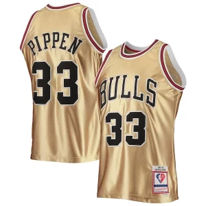 Fascinante Meraviglioso Lussuoso Scottie Pippen Chicago Bulls 75th Anniversary 1997/98 Hardwood Classics Swingman Jersey Gold