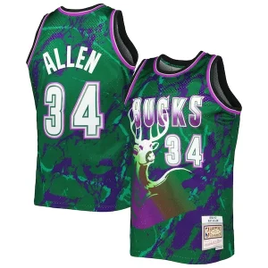 Fascinante Ray Allen Milwaukee Bucks 1996/97 Hardwood Classics Marble Swingman Jersey Green
