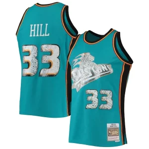 Gorgeous Grant Hill Detroit Pistons 1998/99 Hardwood Classics NBA 75th Anniversary Diamond Swingman Jersey Teal