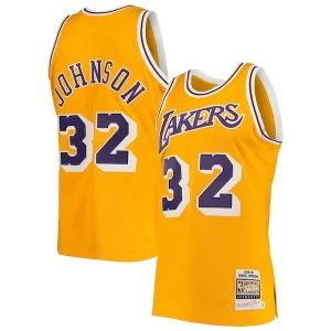 Gorgeous Magnifico Magic Johnson Los Angeles Lakers 1984/85 Hardwood Classics Authentic Jersey Gold/Purple